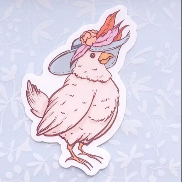 $3 for 15 - NEW Edna von Cluckenberg Chicken Sticker - Clear‎ Vinyl - Picture 1 of 6
